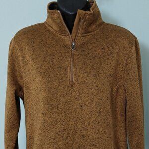 Eddie Bauer Women's Half Zip Fleece Sweater Brown Pullover Colored Collar Medium